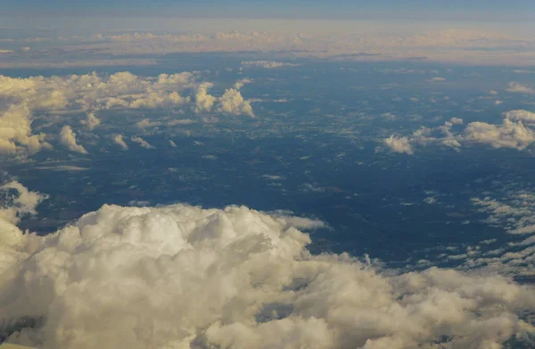 Atemberaubender Skyline Blick Aus Dem Flugzeug Klarer Himmel Über Den — Stockfoto