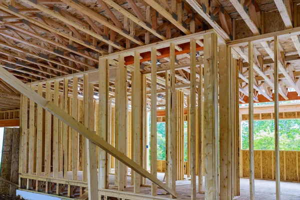 Aanbouw Home Framing Interieur Uitzicht Van Een Huis — Stockfoto