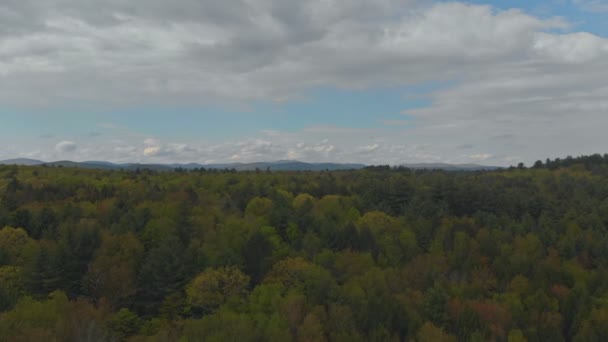 Montañas paisaje con bosque en Pocono Pennsylvania EE.UU. drone volar alrededor — Vídeos de Stock