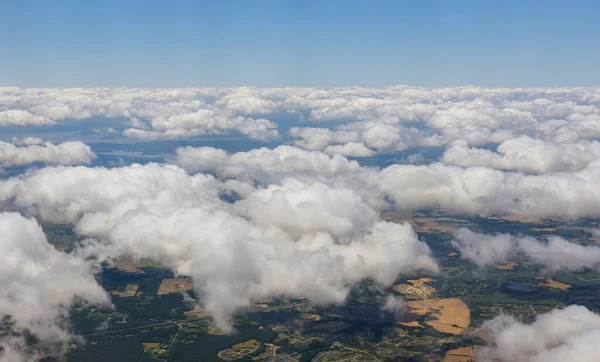 Avião Vista Aérea Voando Acima Sobre Paisagem Rural Árvores Aldeia — Fotografia de Stock