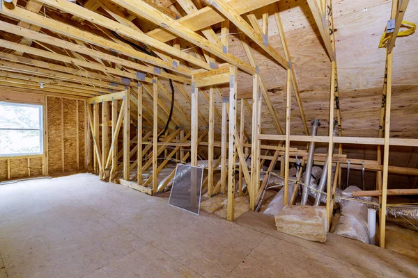 House Attic Construction Interior Frame Walls Beam Built Framework Frame — Stock Photo, Image