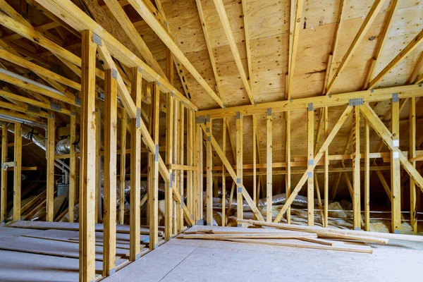 Roofing framing beam of new house under construction home beam construction of attic apartment