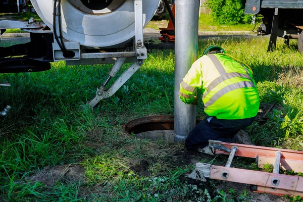 Machine Voor Het Reinigen Van Geblokkeerde Riolen Riolen Met Selectieve — Stockfoto