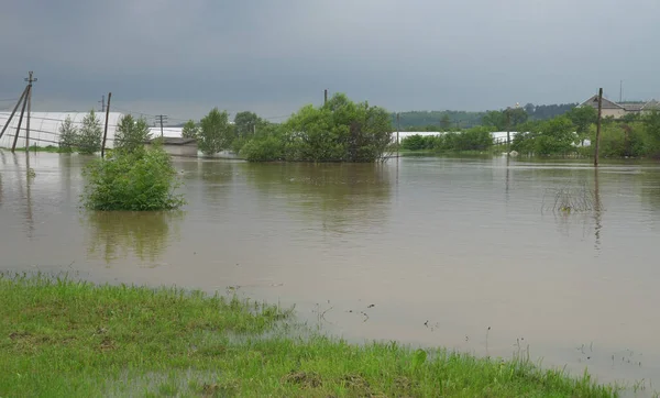 Aérien Inondations Extrêmes Sur Champ Agricole Inondé Après Fortes Pluies — Photo