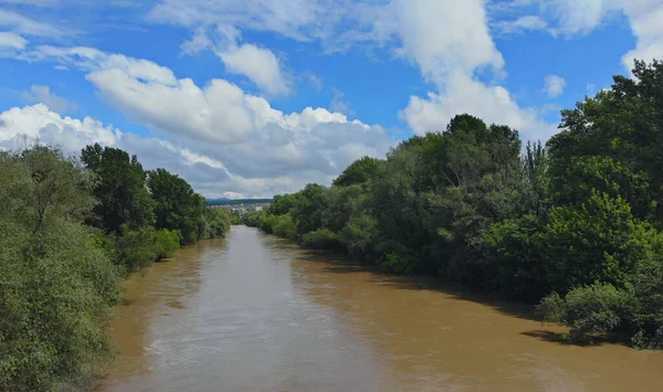 Antena Inundaciones Extremas Campo Agrícola Inundado Después Fuertes Lluvias — Foto de Stock