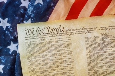 Biz İnsan Hakları Beyannamesi 'nin Amerikan Anayasası belgesinin kopyası.