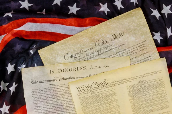 Closeup Replica Document American Constitution People Usa Flag — Stock Photo, Image