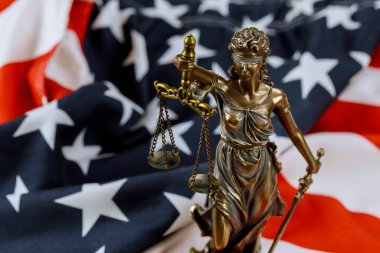 United States of America in Law and Justice statue of Lady Justice with USA flag clipart