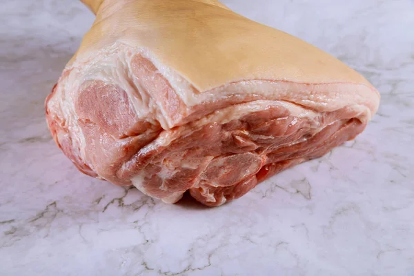 Fine Meat Pork Leg Butchery Marble Board — Stock Photo, Image