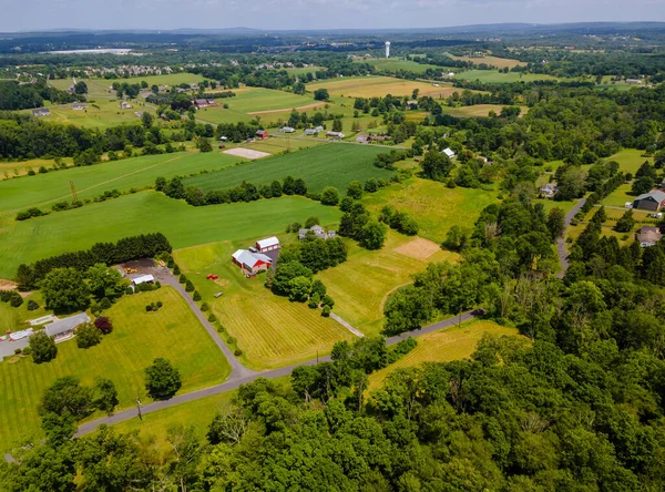 Drone Vista Campos Agrícolas Desde Una Altura Hermoso Paisaje Agrícola —  Fotos de Stock