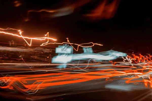 Abstrakte Geschwindigkeit Bewegung Auf Der Autobahn Straße Auto Licht Wege — Stockfoto