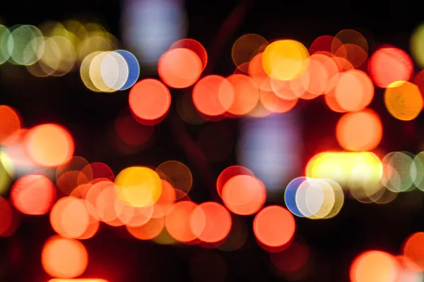 Noel Işığının Soyut Yuvarlak Bokeh Arkaplanı Bulanıklaştırdı — Stok fotoğraf