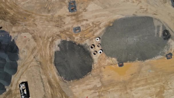 Landschaft des Baus Luftaufnahme über die Vorbereitung der Arbeiten für den Neubau — Stockvideo