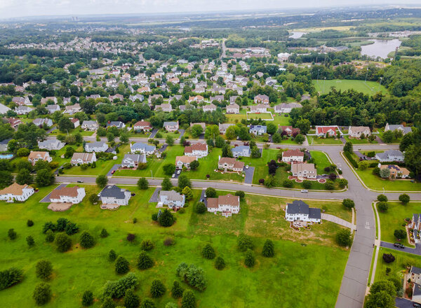 Aerial view of residential quarters at beautiful town urban landscape the NJ USA
