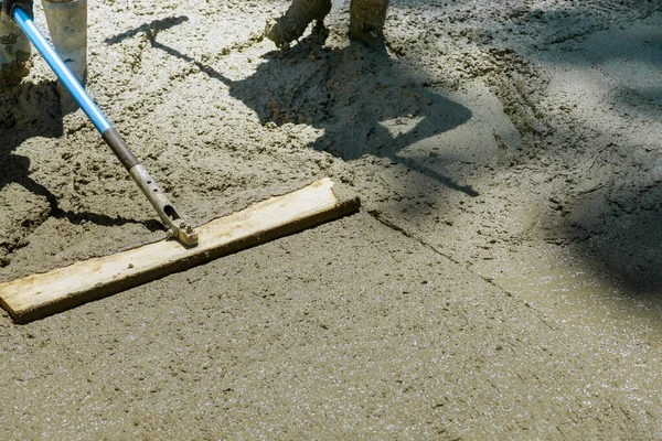 Process Installing Construction New Sidewalks Laying Concrete Sidewalk Cement — Stock Photo, Image