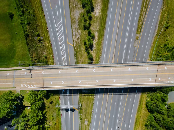 Aerial View Modern Transportation Highway Interchange Multiple Road Interchanges Cleveland — Stock Photo, Image