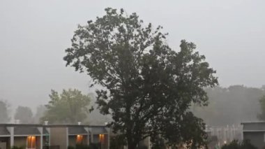 Şiddetli yağmurun ardından sağanak sırasında şehir caddesinde konut sular altında kaldı