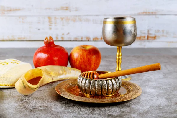 Ein Jüdisches Neues Jahr Mit Honig Zum Apfel Und Granatapfelfest — Stockfoto