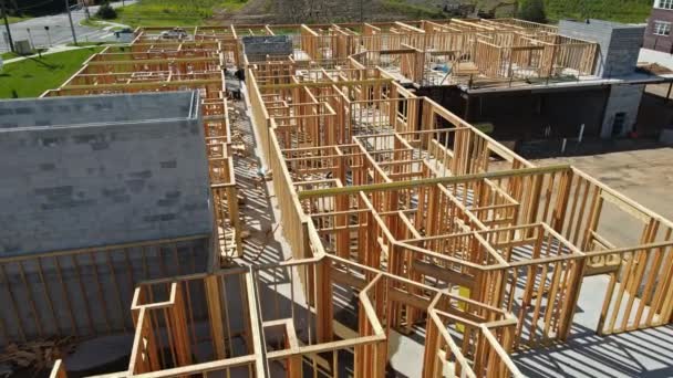 Framing beam of new apartments under construction home framing — Stock Footage Framing beam of new apartments under construction home framing Stock Video
