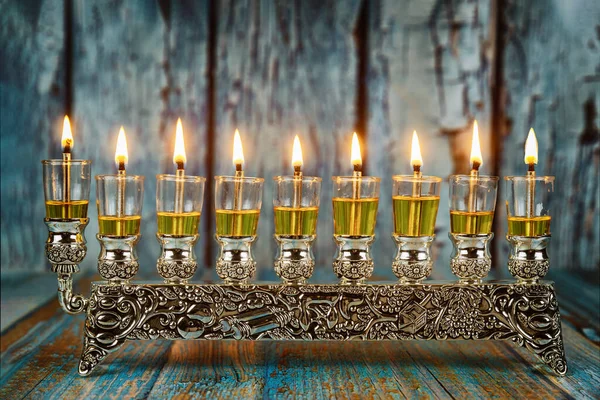 Joodse Festival Van Verlichting Vakantie Symbool Chanoeka Menorah — Stockfoto