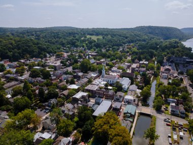 Lambertville NJ 'in güzel şehir manzarasındaki yerleşim yerleri tarihi şehir New Hope Pennsylvania yakınlarındaki ABD