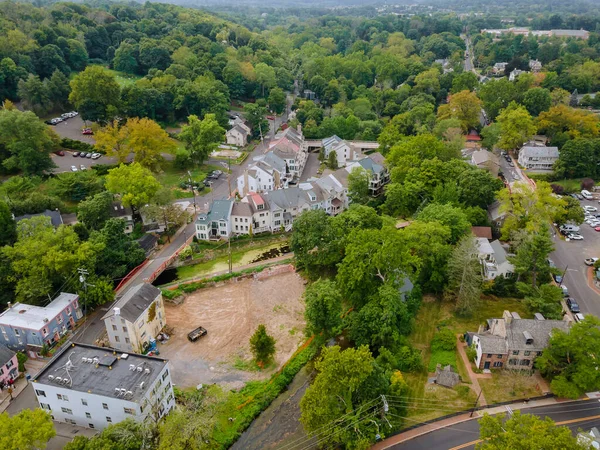 Aerial of residential quarters at beautiful town urban landscape the of historic city New Hope Pennsylvania US