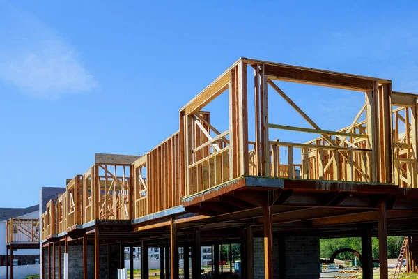 Wooden Beam House Residential Construction Home Framing — Stock Photo, Image