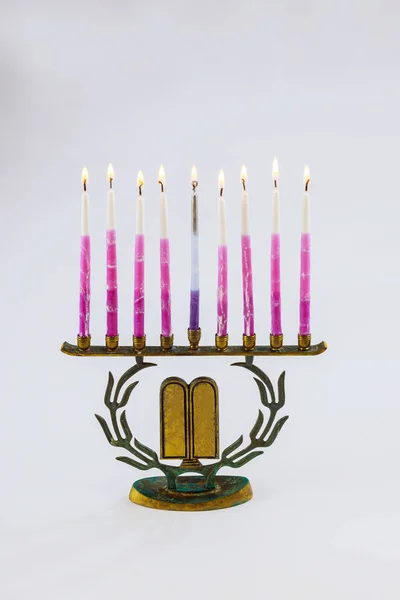 Jüdisches Lichterfest Feiertagssymbol Chanukka Menora — Stockfoto