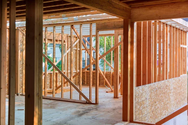 Beam Stick Gebouwd Frame Van Een Nieuw Huis Aanbouw Van — Stockfoto