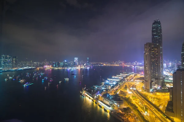 Гонконг Гавані Нічний Погляд — стокове фото