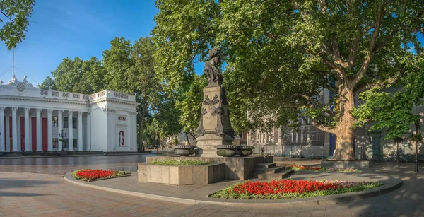 Odessa Ucrânia 2018 Praça Perto Prefeitura Odessa Monumento Pushkin Primorsky — Fotografia de Stock