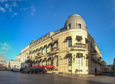 Odessa, Ukrayna - 08.09.2018. Hotel de Paris Odessa şehrin tarihi merkezi.