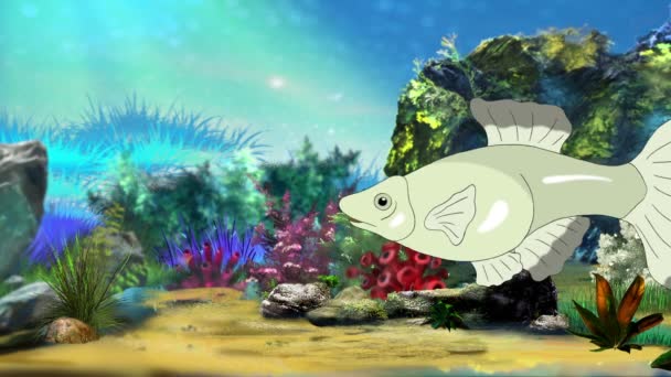 銀のグッピー水槽の水族館魚が浮き 手作りアニメーション ループ モーション グラフィック — ストック動画