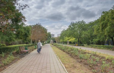 Chernomorsk, Ukrayna - 09.09.2018. Şehir, Chernomorsk, eski Illichevsk, Odessakaya oblast şehirde Panorama görünümünü.