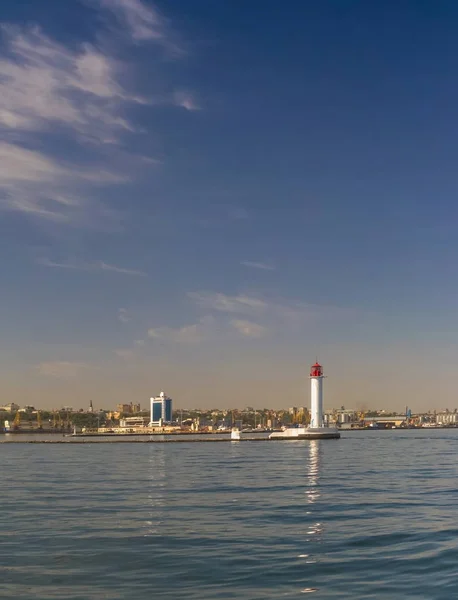 Leuchtturm Der Hafeneinfahrt Des Hafens Von Odessa Die Seetore Der — Stockfoto
