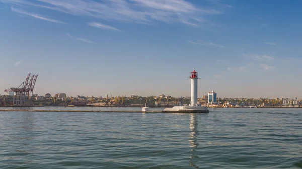 Leuchtturm Der Hafeneinfahrt Des Hafens Von Odessa Die Seetore Der — Stockfoto