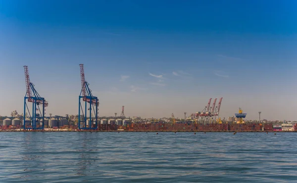 Odessa Ukrayna 2018 Panoramik Deniz Kargo Liman Konteyner Terminali Odessa — Stok fotoğraf
