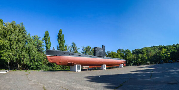 Odessa, Ukraine - 09.18.2018. Memorial of the heroic defense of Odessa in a sunny summer day. Coastal artillery no. 411