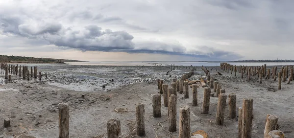 Nubes Tormenta Sobre Estuario Secado Salado Kuyalnik Odessa Ucrania — Foto de Stock