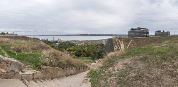 The old wall and the descent to the salt estuary Kuyalnik in Odessa, Ukraine