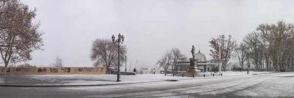 Odessa Ukrajina 2018 Sníh Zimní Ráno Primorsky Boulevard Oděse Ukrajina — Stock fotografie