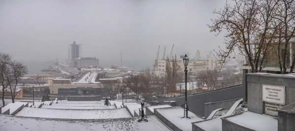 Odessa Ukrajina 2018 Sníh Zimní Ráno Primorsky Boulevard Oděse Ukrajina — Stock fotografie