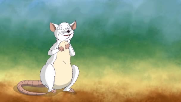 Biały Szczur Życzy Szczęśliwego Chińskiego Nowego Roku 2020 Neutralnym Tle — Wideo stockowe