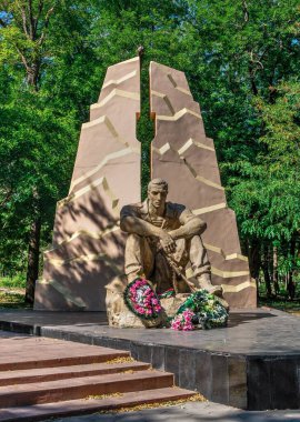 Odessa, Ukrayna 09.16.2019. Afganistan 'da öldürülen Sovyet askerlerinin anıtı.