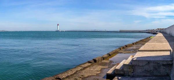 Faro Entrada Del Puerto Odessa Soleado Día Verano — Foto de Stock