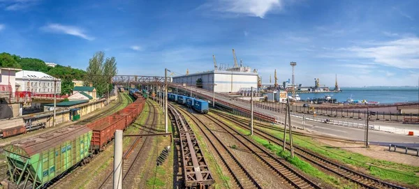 Odessa Ukraine 2020 Eisenbahngleise Und Überführung Handelshafen Von Odessa Ukraine — Stockfoto