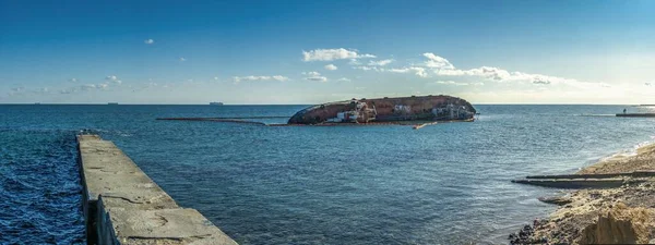 Одесса Украина 2019 Панорамный Вид Море Заземленным Танкером Берегов Одессы — стоковое фото