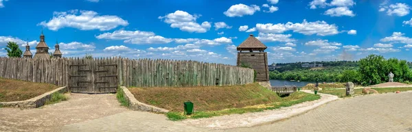 Zaporozhye Ukrajna 2020 Külső Falak Fából Készült Kerítés Őrtornyok Nemzeti — Stock Fotó