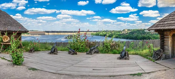 Zaporozhye Ukraine 2020 Panoramic View Dnieper Hydroelectric Power Station Khortytsya — Stock Photo, Image