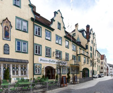 Bavyera, Almanya - 05 Mart 2017: Bavyera köyünün tipik evleri.